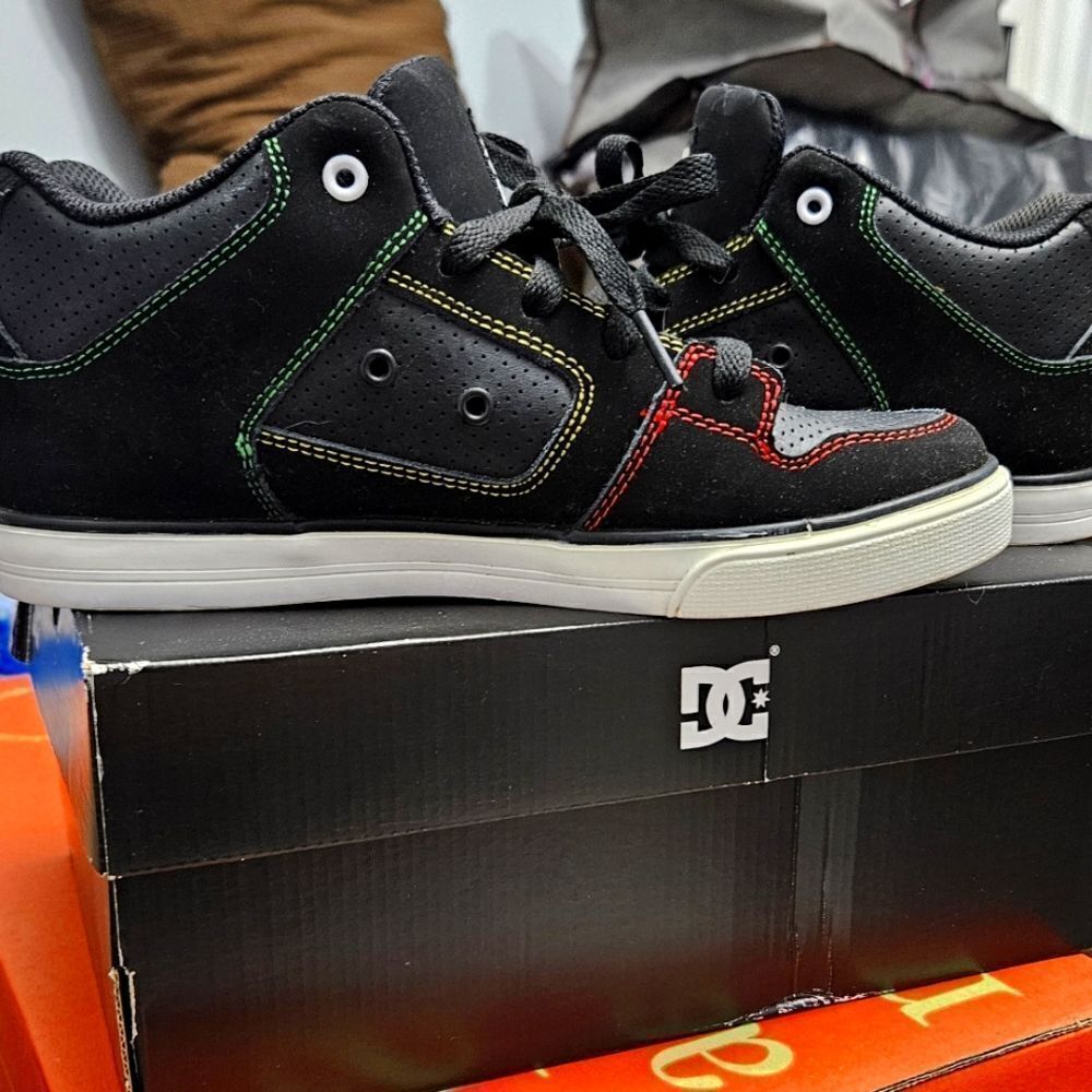 DC RADAR RASTA STITCH MID YOUTH 5.5 USA SNEAKER SKATE SHOE rare - Picture 9 of 12